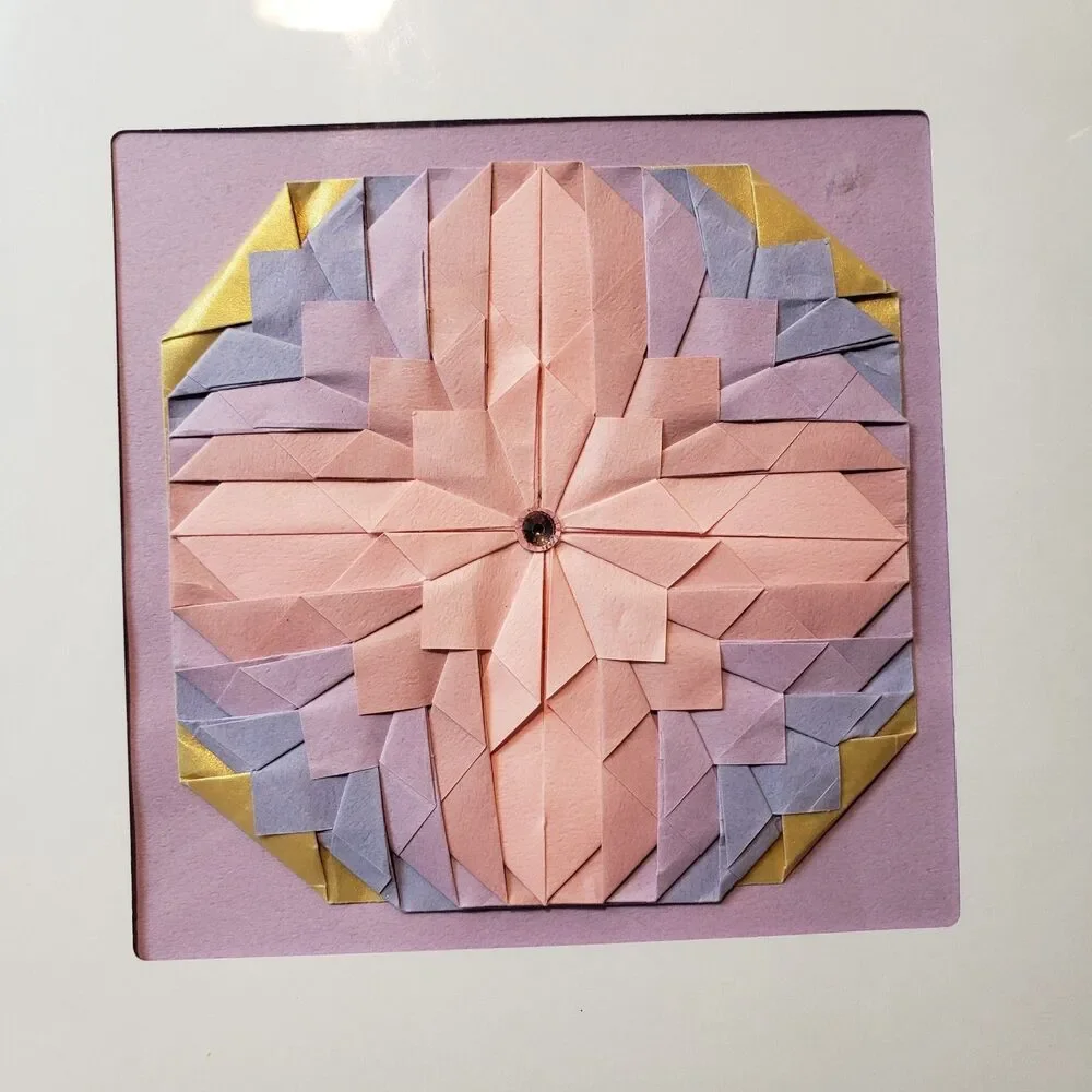 Multi-Color Floral Framed ~Handcrafted~ Creative Art Origami ( 8x8 ) Set Of 3!!!